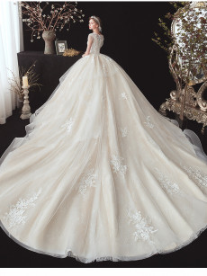 Jewel Tassel Wedding Dresses, Chapel Train Bridal Dresses GW-012