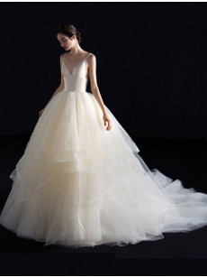 Chapel Train lovely Wedding Dresses, Glamorous Spaghetti Bridal Dresses GW-014