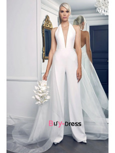 Wedding Skirt Jumpsuit Dresses,Wedding Jumper, Bridal playsuit, Alternative Wedding Dresses with Detachable bjp-0023